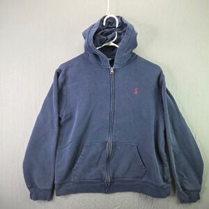 Polo Ralph Lauren Zip Hoodie Boys XL 18-20 Navy Blue Good Fleece Pony Logo